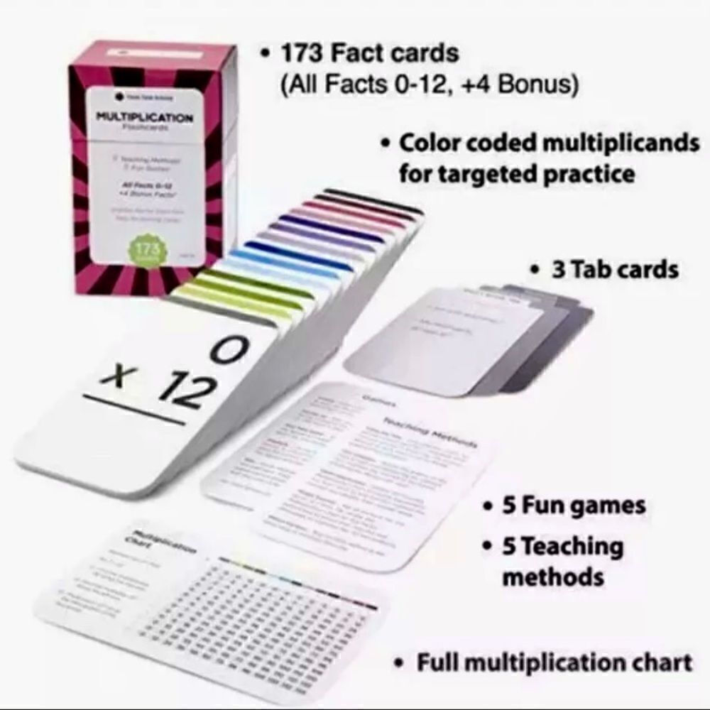Think Tank Scholar 173 Multiplication Flash Cards | All Facts 0-12 Color Coded.